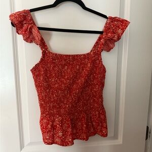 Madewell Lucie Smocked Peplum Top in Piazza Floral